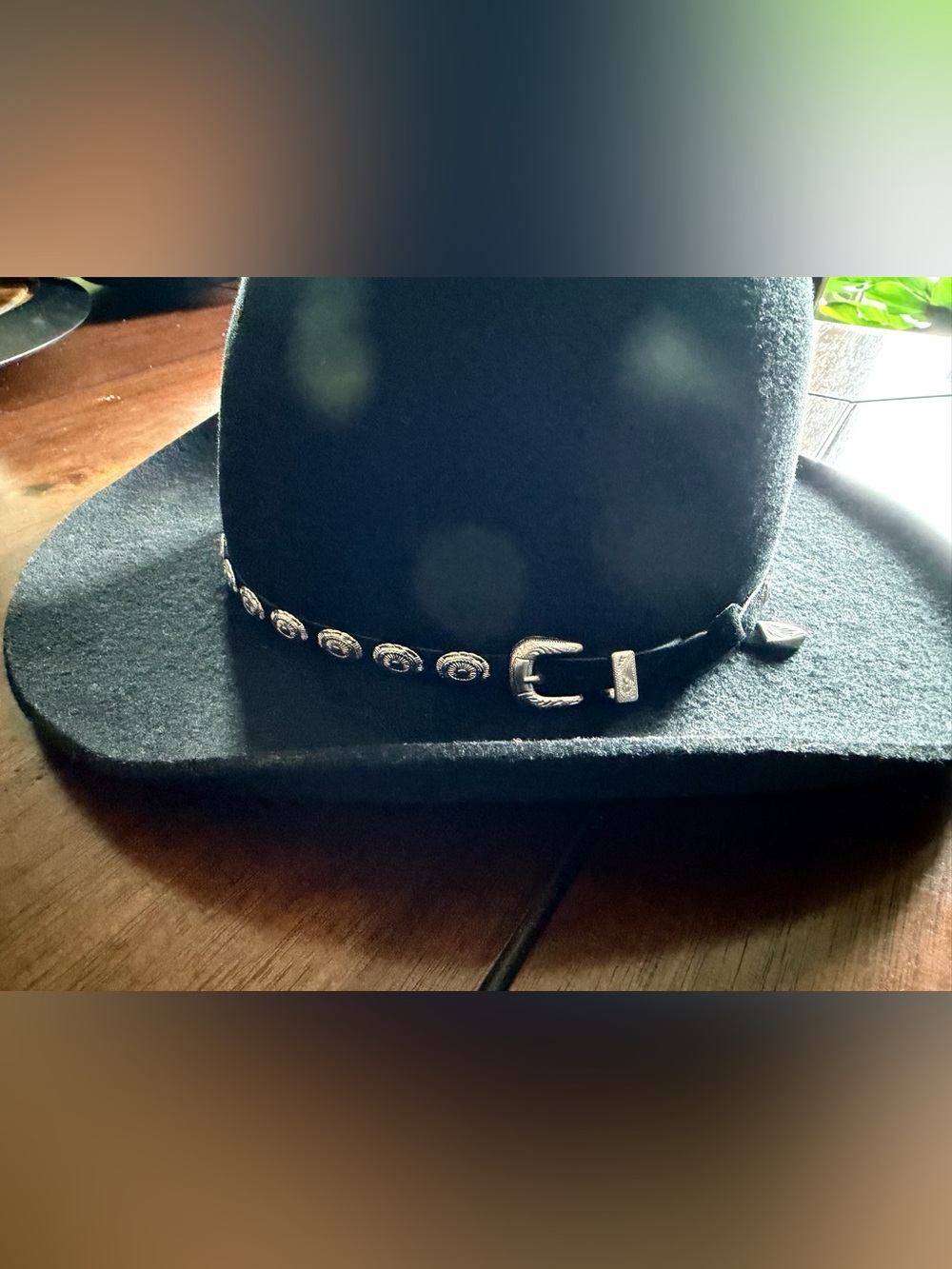 SMITH Black Felt Hat with Red Satin Lining and Gold Label